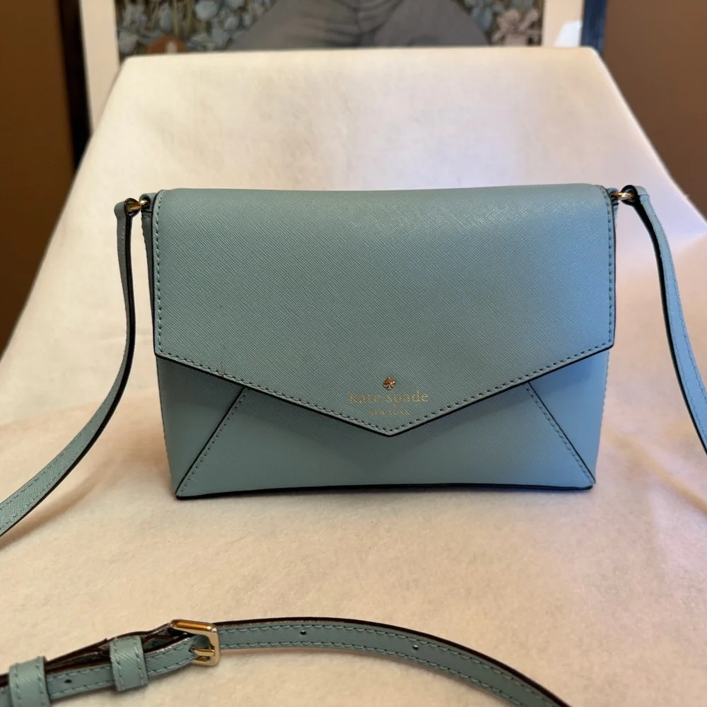 kate spade Cedar Street Monday light blue Saffiano Crossbody Envelope Bag - Picture 3 of 6